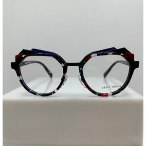 Alain Mikli Bellevista A03144 003 Mosaic Red Blue Black Oval Frame 49-18-145